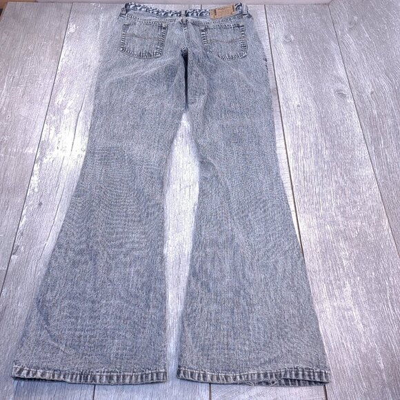 Pepe Womens Super Flare Jeans Size 32x32 Gray Acid Wash Mid Rise Denim Pants - Picture 3 of 9